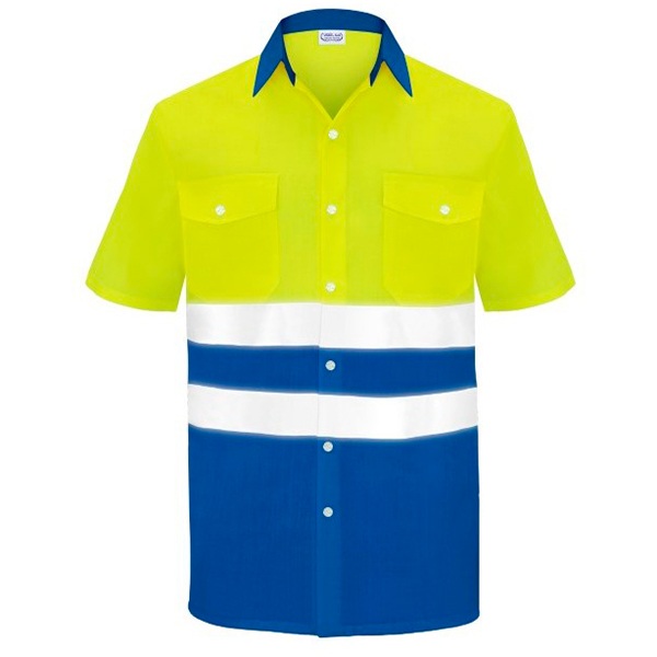 Camisa manga corta dos bolsillos alta visibilidad  Vesin azulita