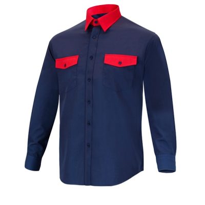 Camisa manga larga 2 bolsillos Cargo Vesin Bicolor azul-rojo