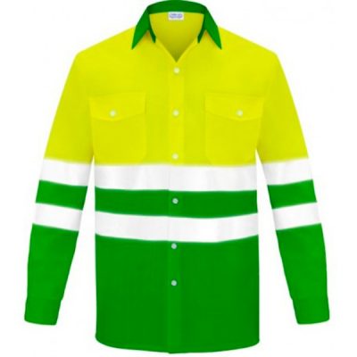 Camisa manga larga dos bolsillos alta visibilidad Vesin verde