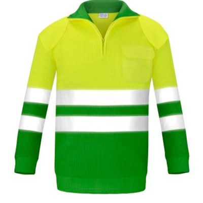 Jersey con bolsillo y refuerzos alta visibilidad Vesin verde