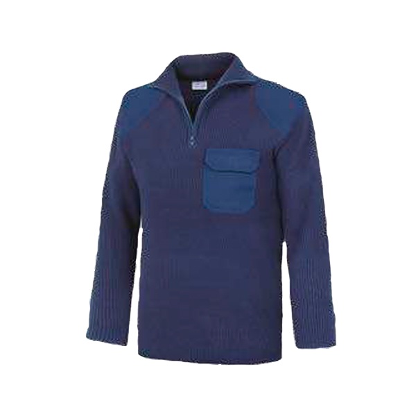Jersey cuello cremallera con refuerzos y bolsillo Vesin azul