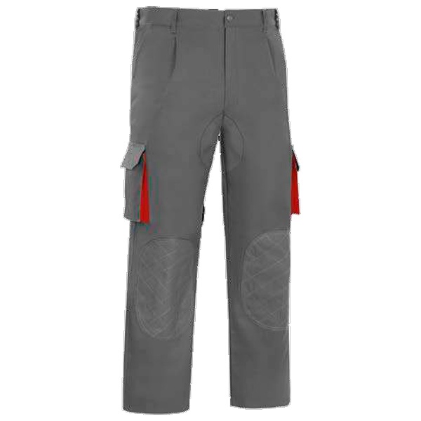 Pantalón de trabajo  multibolsillos con refuerzos  cargo Vesin gris-rojo