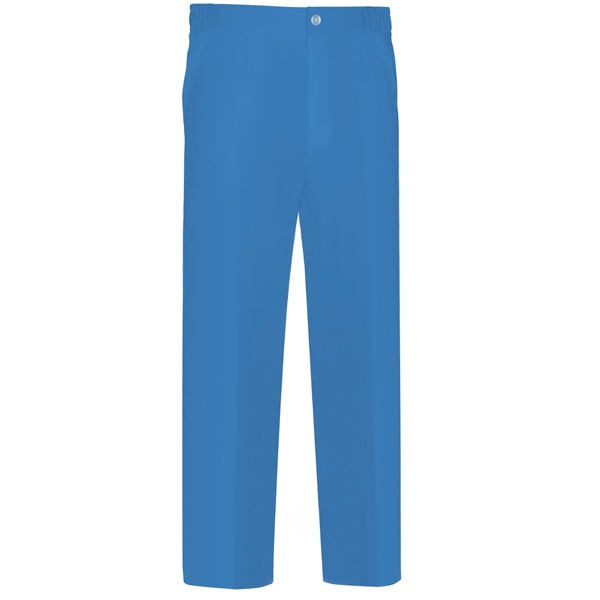 Pantalón de trabajo pijama con dos bolsillos, goma y cremallera Vesin azul.