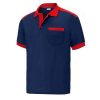 Polo cargo manga corta poliéster-algodón con bolsillo, Vesin azul-rojo.