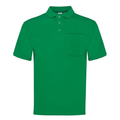 Polo manga corta con bolsillo Vesin 100% poliéster, color verde.