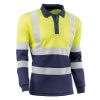 Polo de manga larga Juba HV720BCMLTAZUL GALES Amarillo Flúor - Azul marino