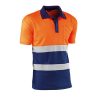 Polo transpirable bicolor de manga corta de alta visibilidad Juba HV730BCAZUL EIRE