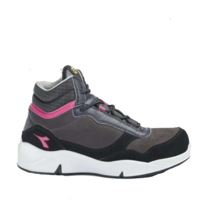 Calzado de seguridad para mujer Diadora ATHENA MID S3L FO SR ESD hierro y rojo frambuesa