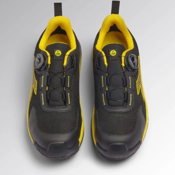 Calzado de seguridad Diadora Vortex Da2 Boa Low S3S SC SR HRO ESD Negro y Amarillo