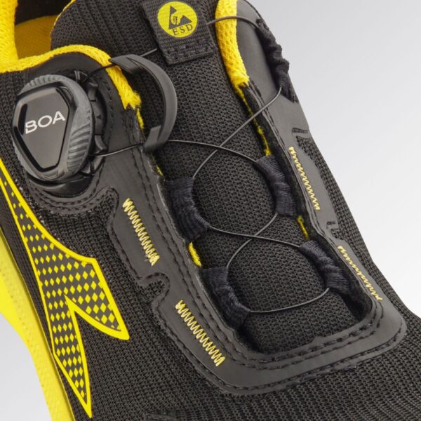 Calzado de seguridad Diadora Vortex Da2 Boa Low S3S SC SR HRO ESD Negro y Amarillo