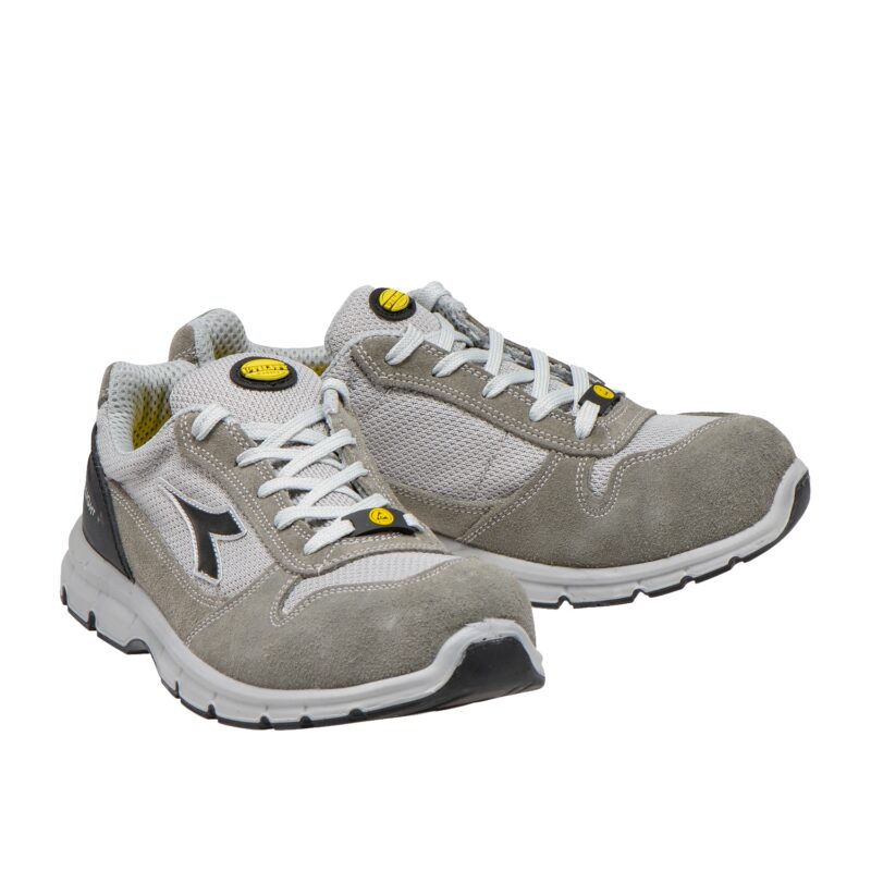 Run Text Low Castle Rock:Aluminium 4 Calzado de seguridad Diadora Run Text Low Gris Castillo/Aluminio S1PS FO SR ESD Unisex